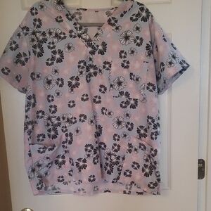 Floral Print Scrub Top